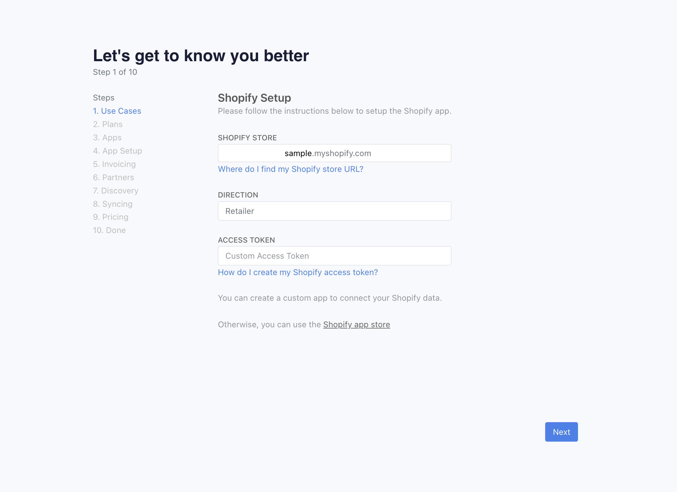 Shopify settings